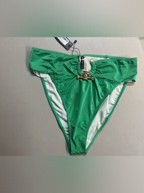 PrettyLittleThing Green Bikini Bottoms Size 12 US Gold Hardware NWT